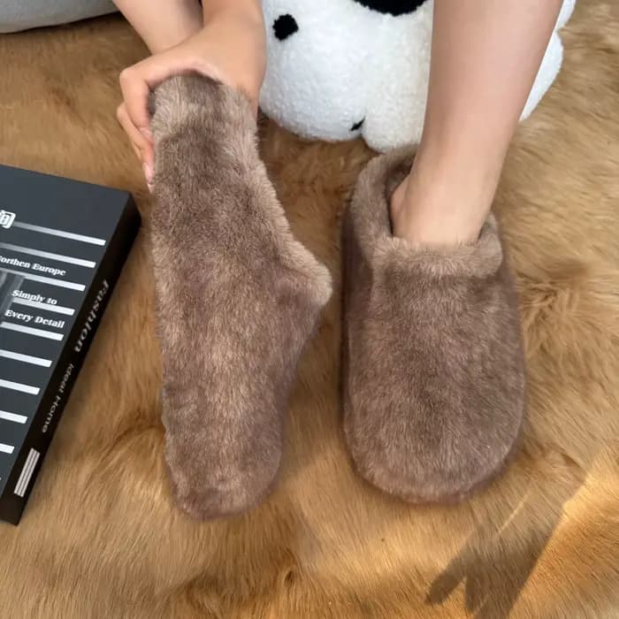 Mules en fausse fourrure pour femmes