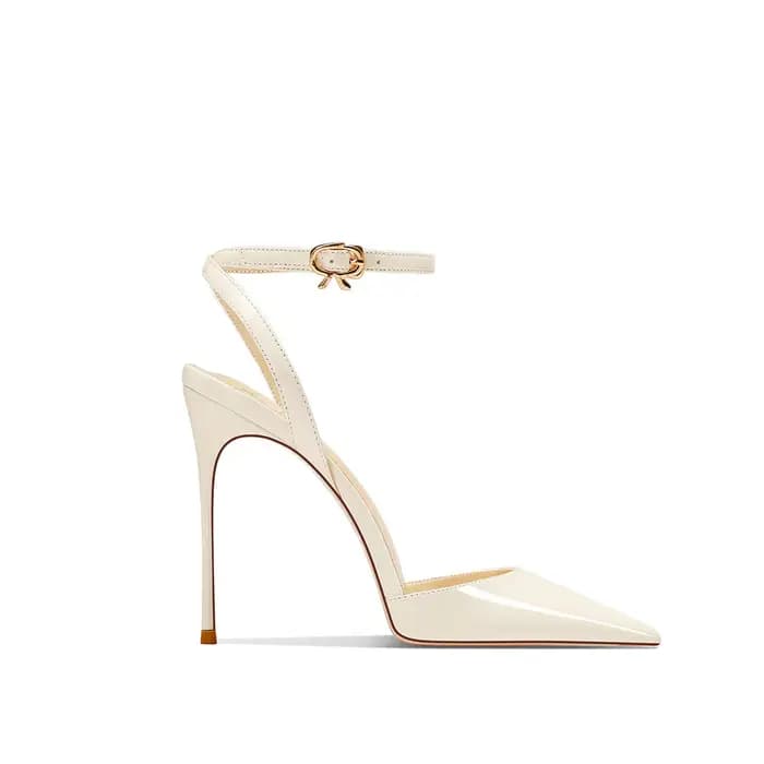 Sandales à talons hauts en cuir verni noir haut de gamme