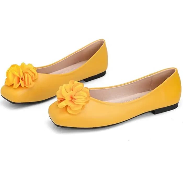 Nouvelles Chaussures Plates pour Femme à Bout Carré, Ornées de Fleurs, à Talon Bas, Style Mule, à Décolleté Bas