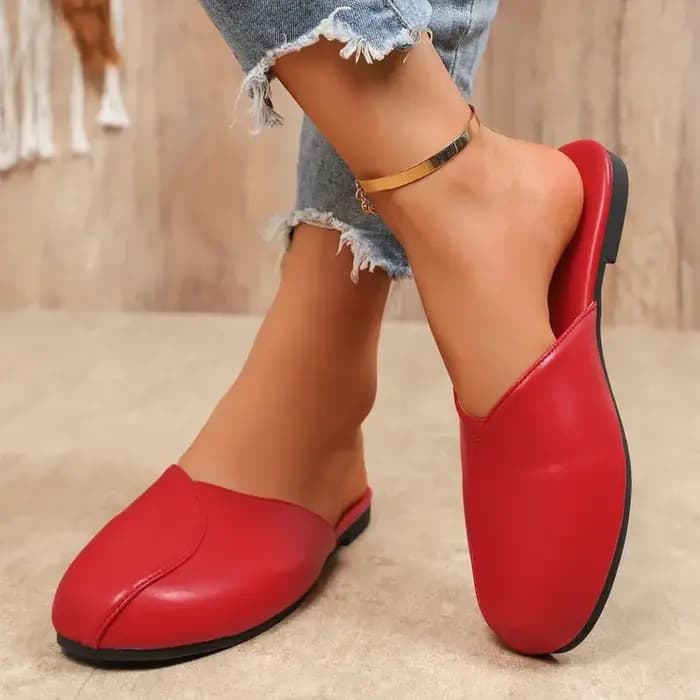 Mules élégantes pour femmes, plates, à bout fermé, en similicuir, style minimaliste, décontractées, pour le bureau, chaussures sans talon