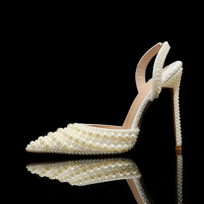 Escarpins de luxe faits à la main avec perles pour femmes