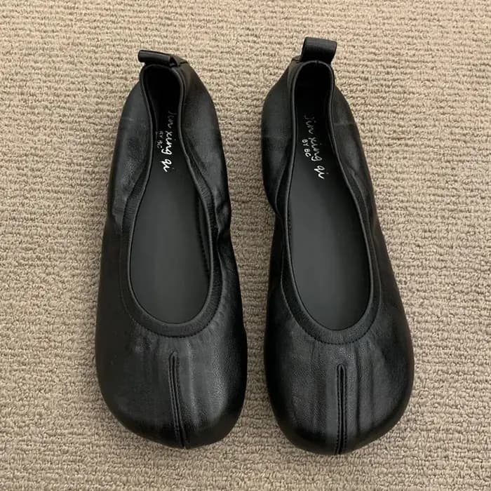 Chaussures plates à enfiler peu profondes pour femmes, ballerines souples, Parker rond, rouge, jaune, document bonbon, dames, nouvelle mode, été, 2024