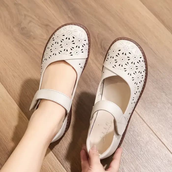 Chaussures d'été femmes Mary Janes en cuir véritable doux confort sandales dames chaussures plates d